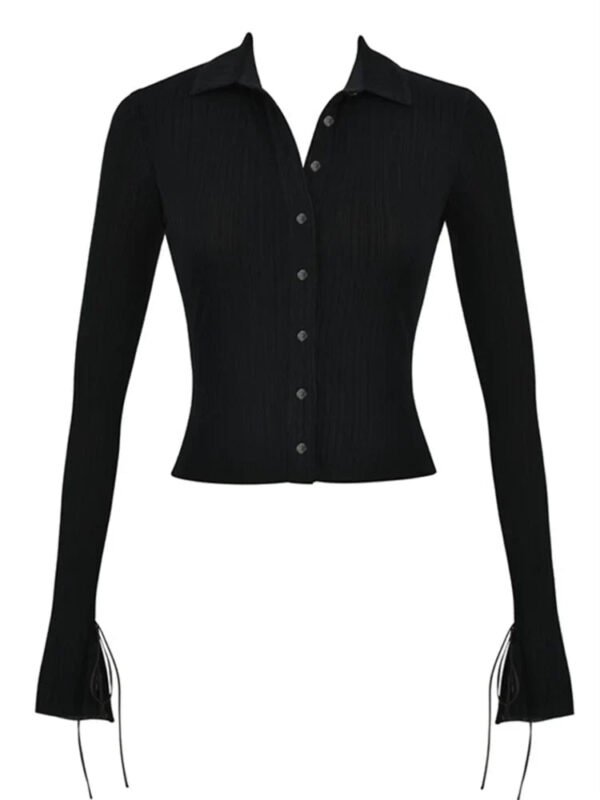 Long Sleeve Casual Turn-Down Collar Button-Down T-Shirts - Image 5