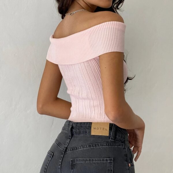 3D Floral Boat Neck Crop Top - Image 4