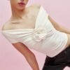 3D Flower Contrast Crop Top - Image 2