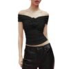 3D Flower Contrast Crop Top - Image 6