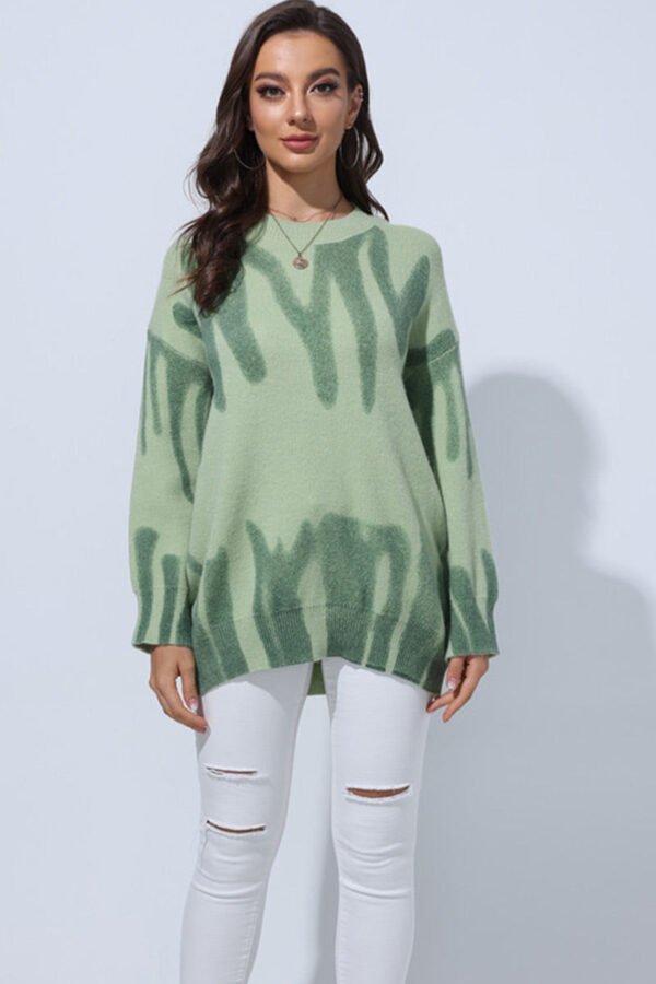 Crew Neck Jumper with Pattern - Image 6