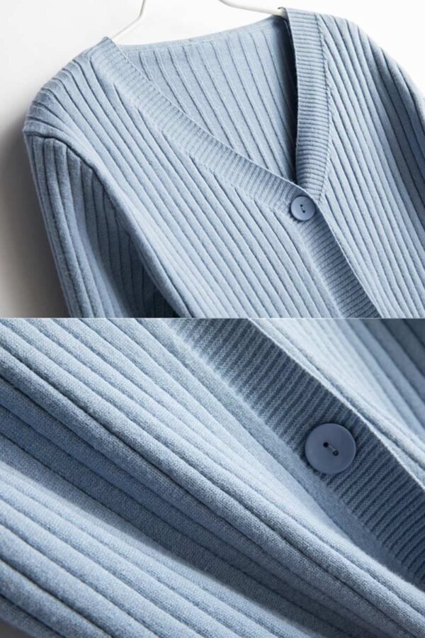 Cardigan Button with Ribbed V-neckline - Image 9