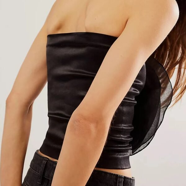 3D Flower Strapless Mesh Bandeau Crop Top Summer Streetwear - Image 4